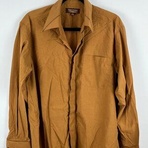 Bruttini Casual Button Down Shirt Size M Brown Long Sleeve Chest Pocket